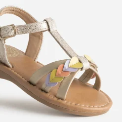 Sandale BUGGY dorée décor cœurs