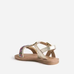 Sandale BUGGY dorée en cuir à sequins