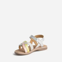 Sandale BUGGY iridescente, jaune et rose à scratch