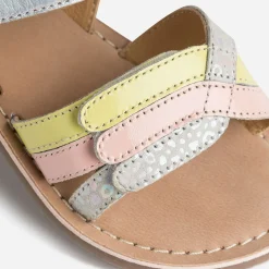 Sandale BUGGY iridescente, jaune et rose à scratch