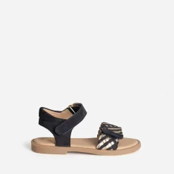 Sandale BUGGY marine cuir tressé