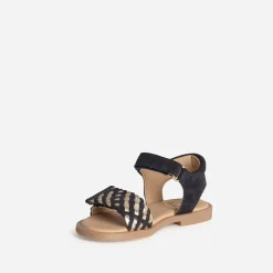 Sandale BUGGY marine cuir tressé