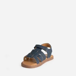 Sandale BUGGY marine cuir à scratch
