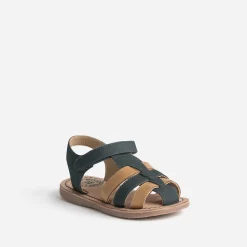 Sandale BUGGY marine et marron en cuir