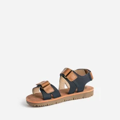 Sandale BUGGY marine, marron, orange en cuir