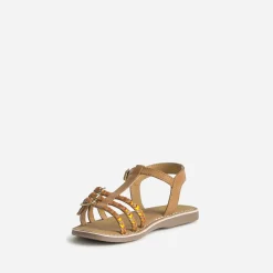 Sandale BUGGY marron en cuir brides tressées