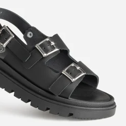 Sandale BUGGY noire cuir semelle crantée