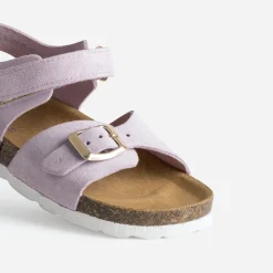 Sandale BUGGY parme cuir velours