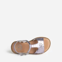 Sandale BUGGY parme en cuir métallisé