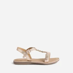 Sandale BUGGY rose cuivré et argenté en cuir