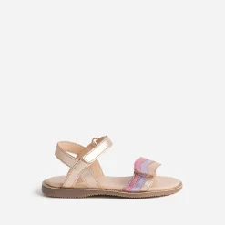 Sandale BUGGY rose cuivré cuir bride tricolore