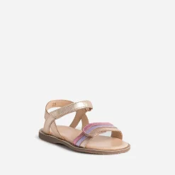 Sandale BUGGY rose cuivré cuir bride tricolore