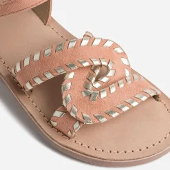 Sandale BUGGY saumon et dorée en cuir velours