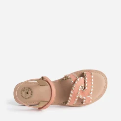 Sandale BUGGY saumon et dorée en cuir velours