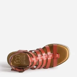 Sandale cage TEXTO brique en cuir