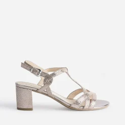 Sandale CAPRICE beige en cuir velours effet python doré