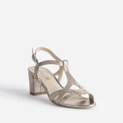 Sandale CAPRICE beige en cuir velours effet python doré