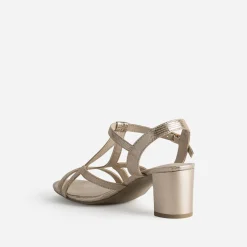 Sandale CAPRICE dorée cuir effet python verni