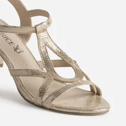 Sandale CAPRICE dorée cuir effet python verni