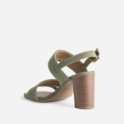 Sandale CAPRICE kaki en cuir velours