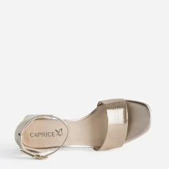 Sandale CAPRICE noire cuir effet python verni