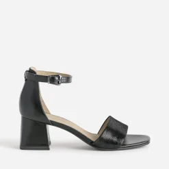 Sandale CAPRICE noire cuir talon flare