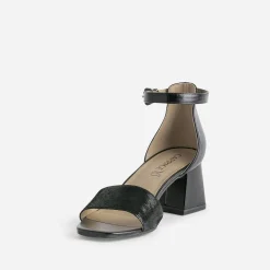 Sandale CAPRICE noire cuir talon flare