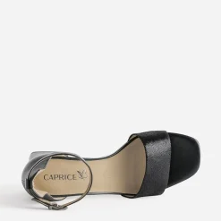 Sandale CAPRICE noire cuir talon flare