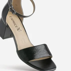 Sandale CAPRICE noire cuir talon flare