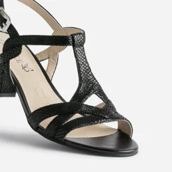 Sandale CAPRICE noire en cuir velours effet python
