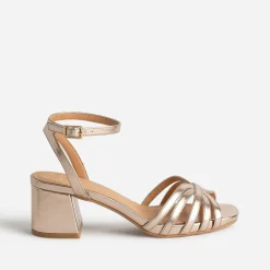 Sandale champagne doré métallisé à brides
