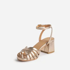 Sandale champagne doré métallisé à brides