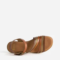 Sandale cognac cuir semelle crantée