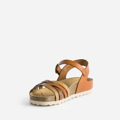 Sandale cognac en cuir