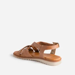 Sandale cognac en cuir souple éco-conçu