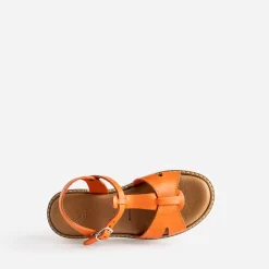 Sandale compensée BUGGY orange en cuir