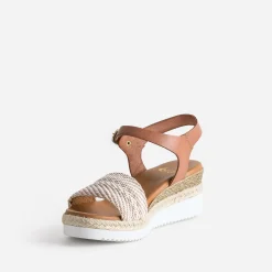 Sandale compensée en cuir éco-conçu