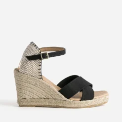 Sandale compensée noire