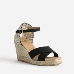 Sandale compensée noire