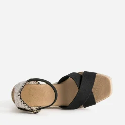 Sandale compensée noire
