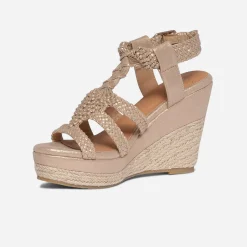 Sandale compensée TEXTO beige irisée