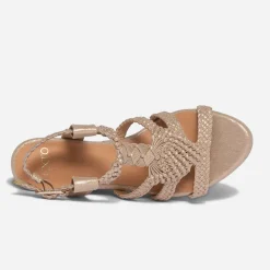 Sandale compensée TEXTO beige irisée