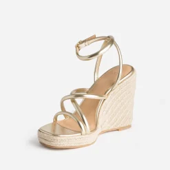 Sandale compensée TEXTO dorée
