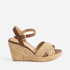 Sandale compensée TEXTO effet raphia