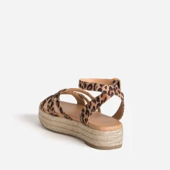 Sandale compensée TEXTO imprimé léopard
