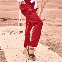 Sandale compensée TEXTO kaki suédée