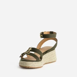 Sandale compensée TEXTO kaki