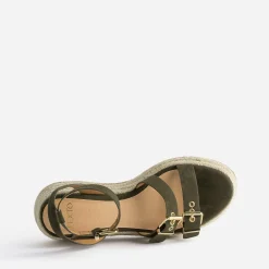 Sandale compensée TEXTO kaki