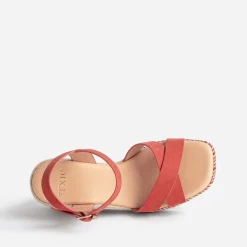 Sandale compensée TEXTO terracotta suédée