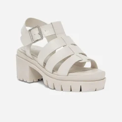 Sandale crantée TEXTO écrue à brides embossées effet croco